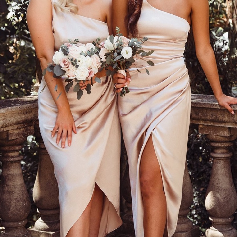 WhiteFox Willow Wrap Champagne Satin Dress